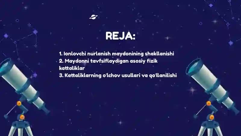 Ionlovchi nurlanish maydon kattaliklari 2