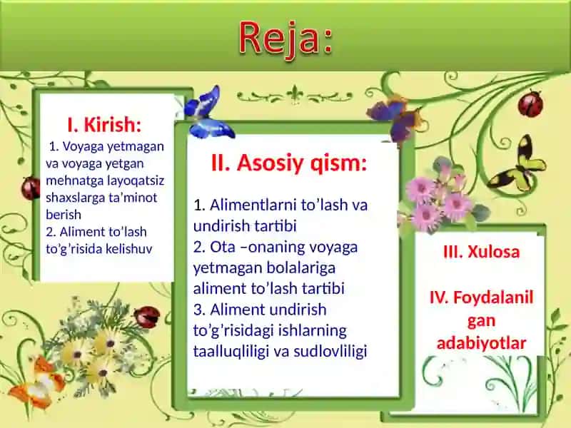 Aliment tòlash va undirish tartibi 2