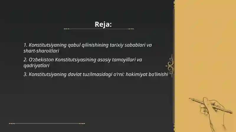 Oʻzbekiston Konstitutsiyasining qabul qilinishi va uning mamlakat taraqqiyotidagi oʻrni 2