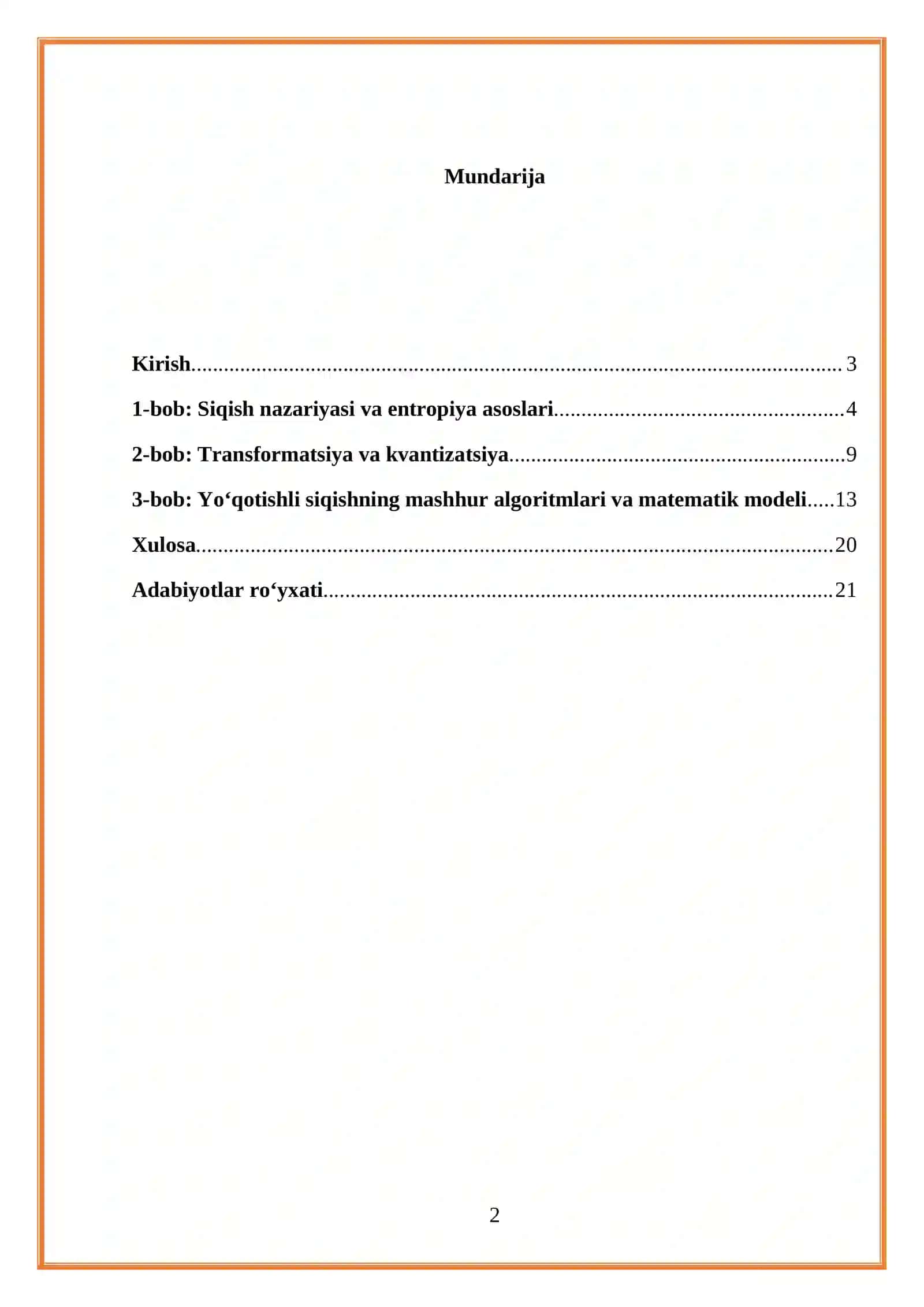 SIQISH ALGORITMLARINING MATEMATIK ASOSLARI 2