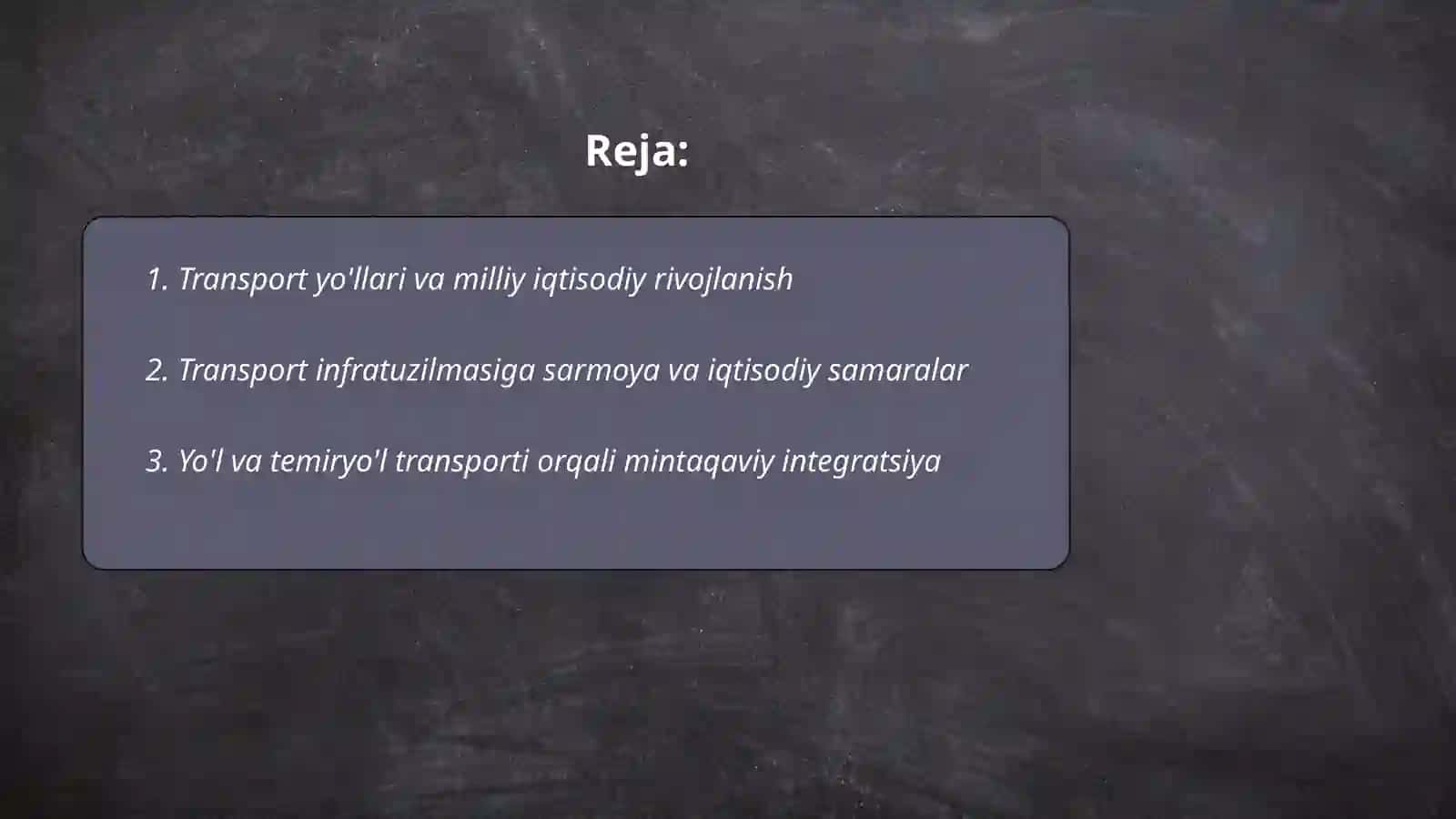 Transport yôllari iqtisodiy rivojlanish yôli 2