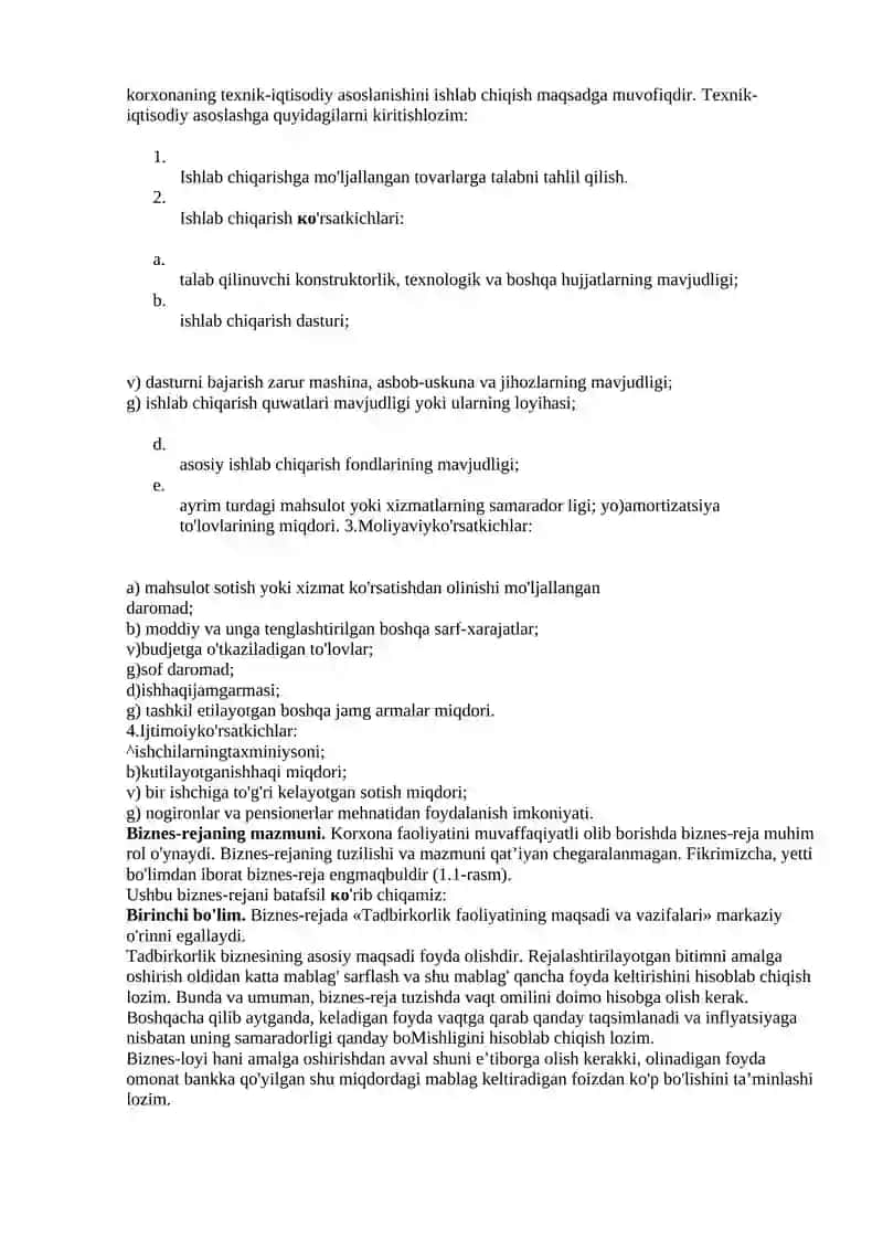 Biznes reja, uning ahamiyati, mohiyati va mazmuni 2