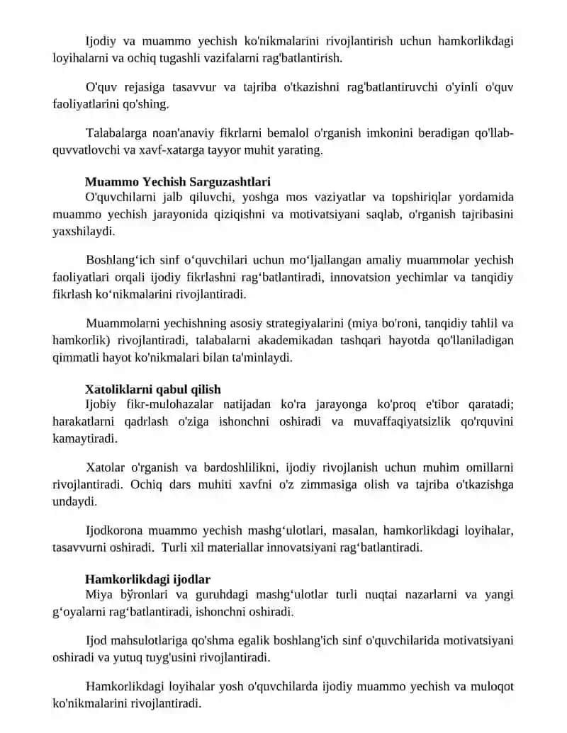 Yosh o'quvchilarda ijodiy fikrlashni rivojlantirish usullari 2