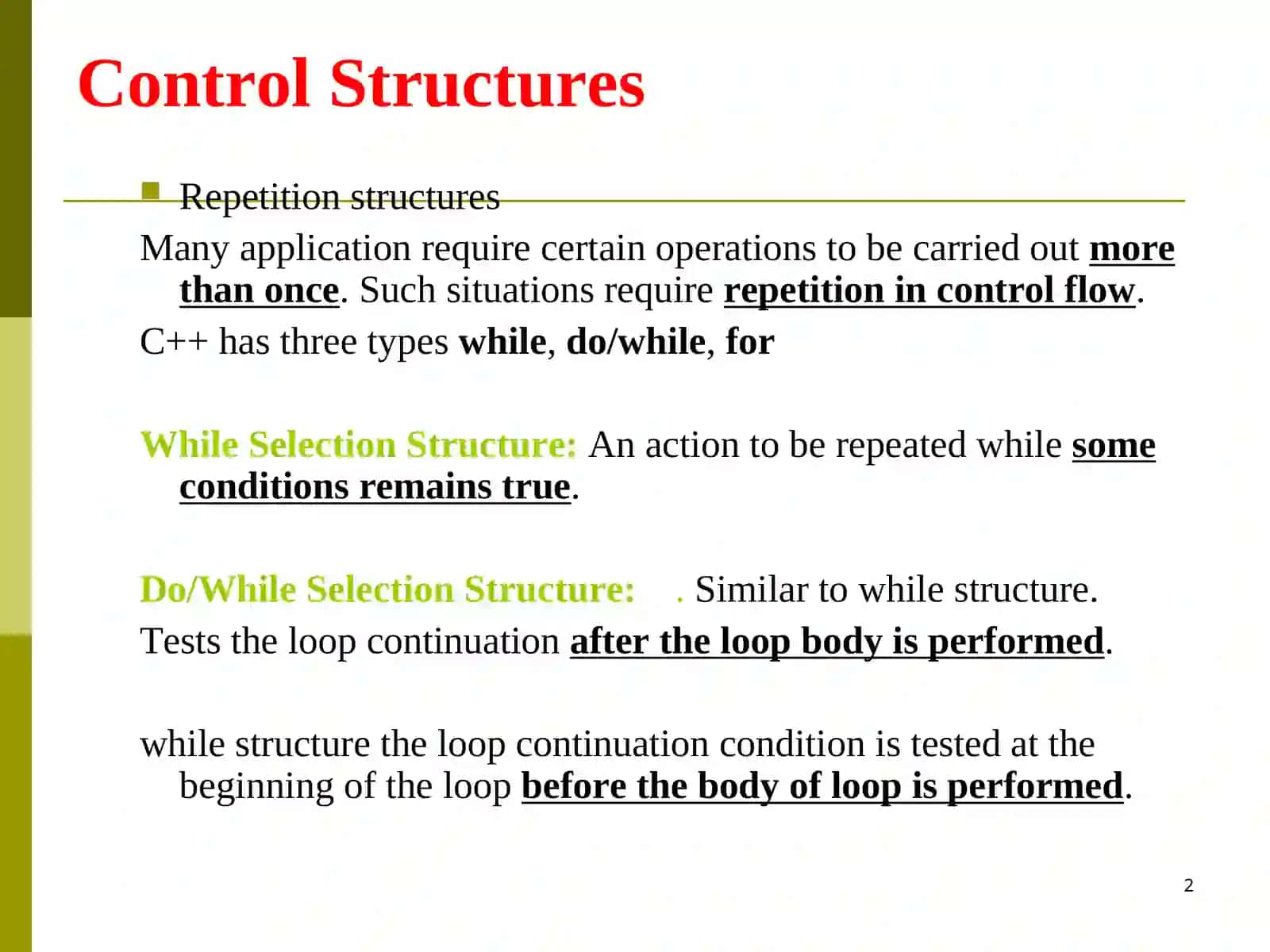 Control Structures 2