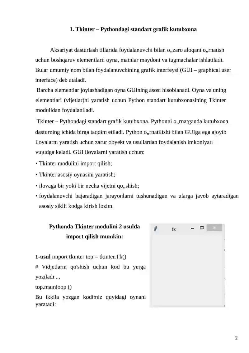 Tkinterlar bilan ishlash va animatsiyalar yaratish 2