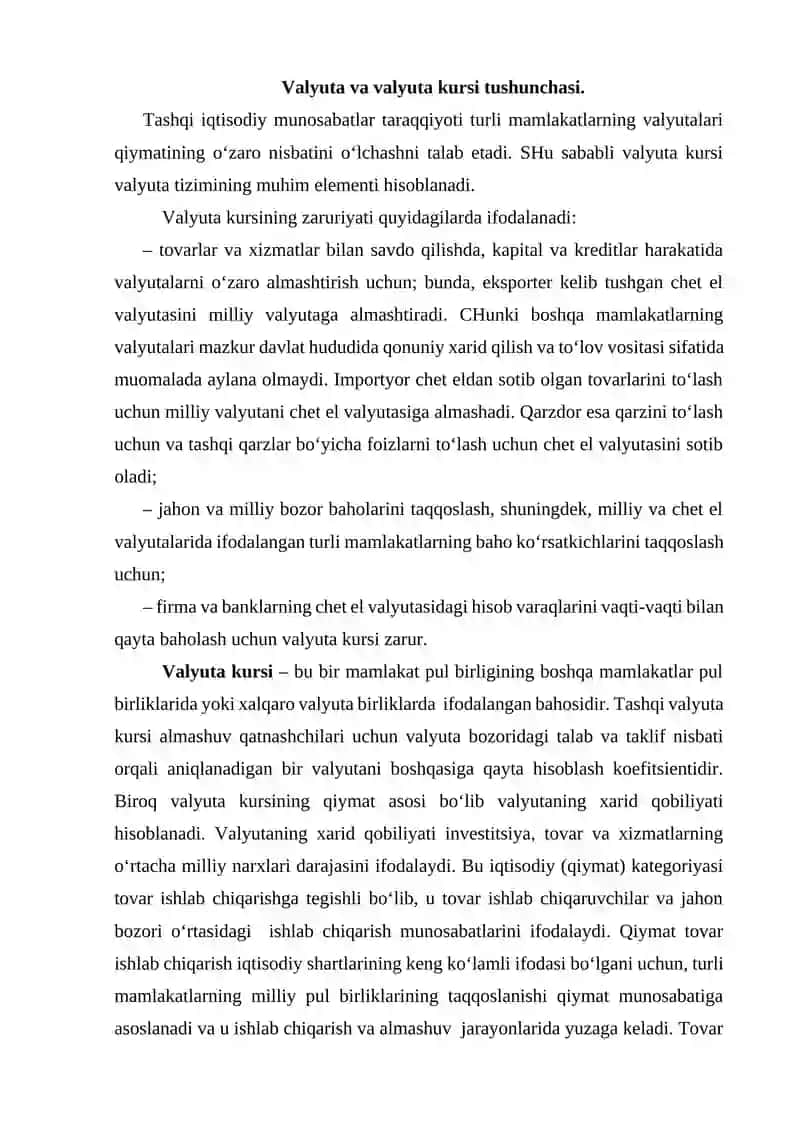Tijorat banklarining valyuta operatsiyalari 2