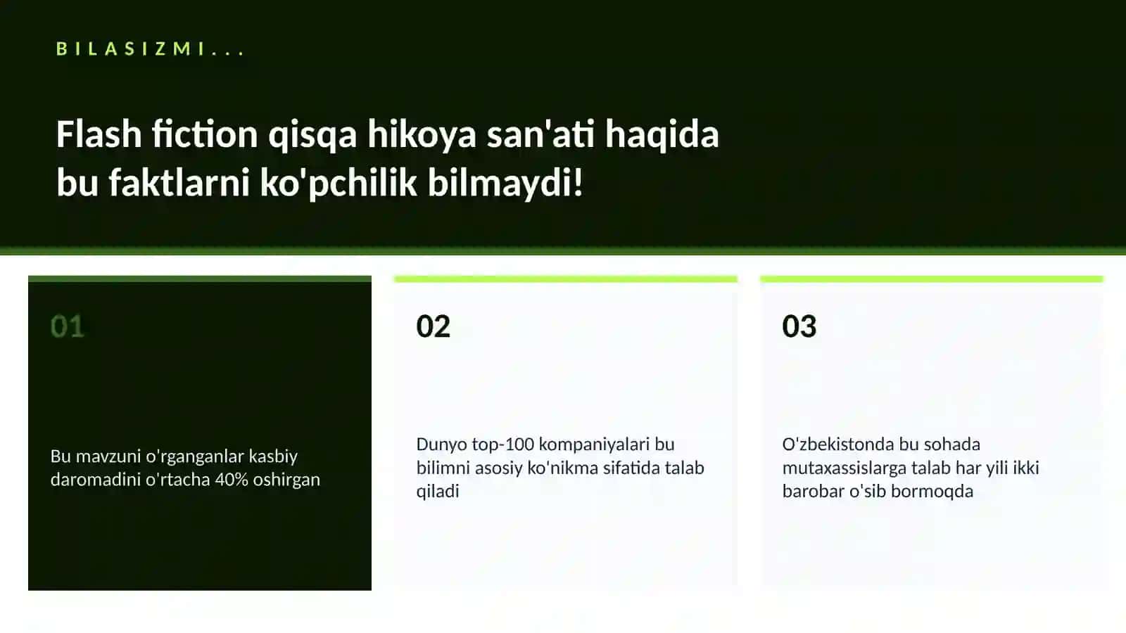 Flash fiction qisqa hikoya san'ati 2