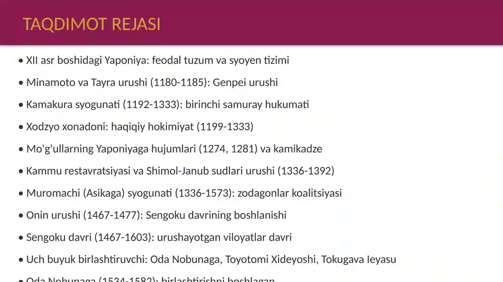 XII-XVII asrlarda Yaponiya 2
