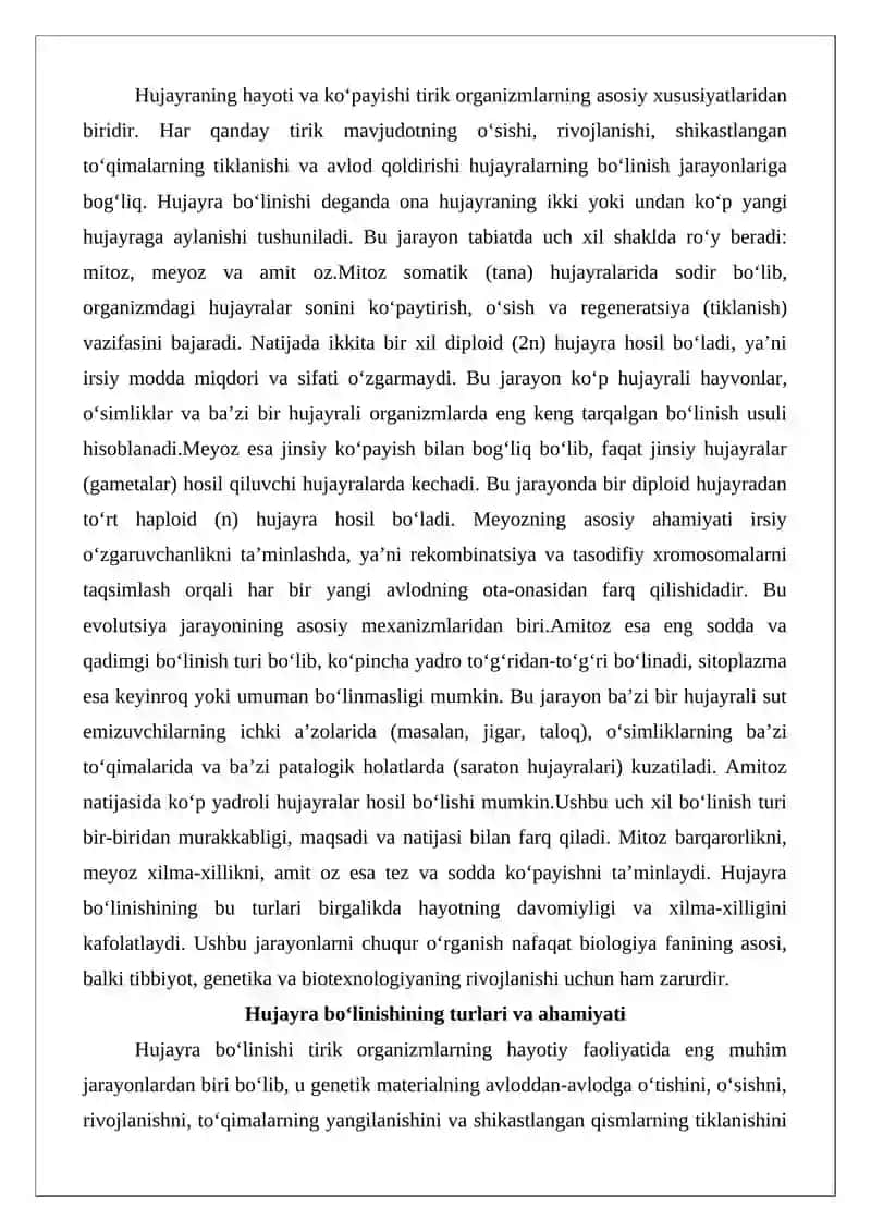 Hujayralarning bo‘linish turlari 2