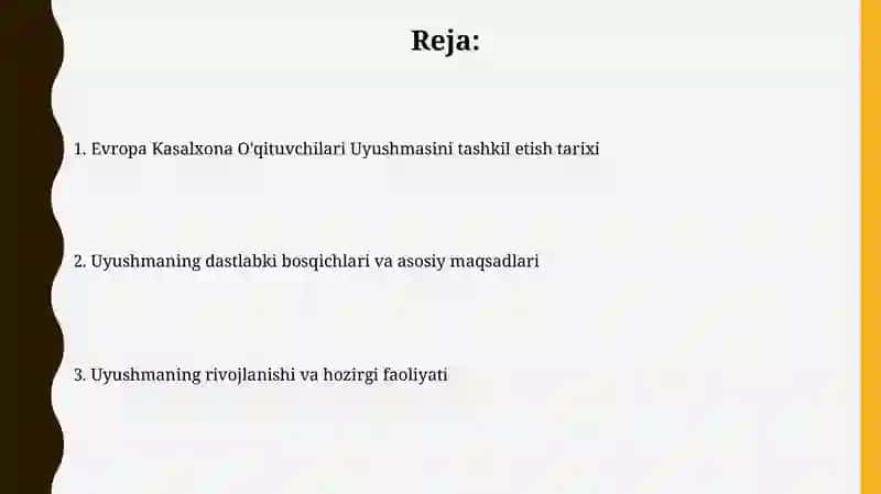 Yevropada gospital pedagoglar uyushmasi tashkil etish tarixi 2