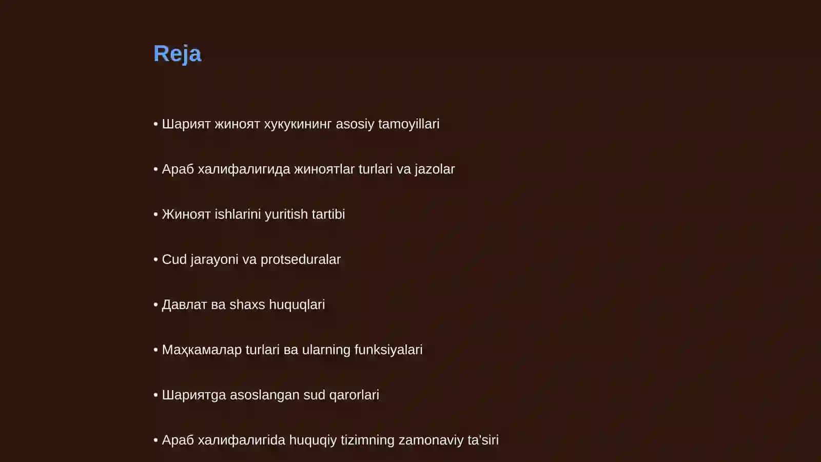 Шарият буйича жиноят хукуки ва суд ишларини юритиш тартиби 2