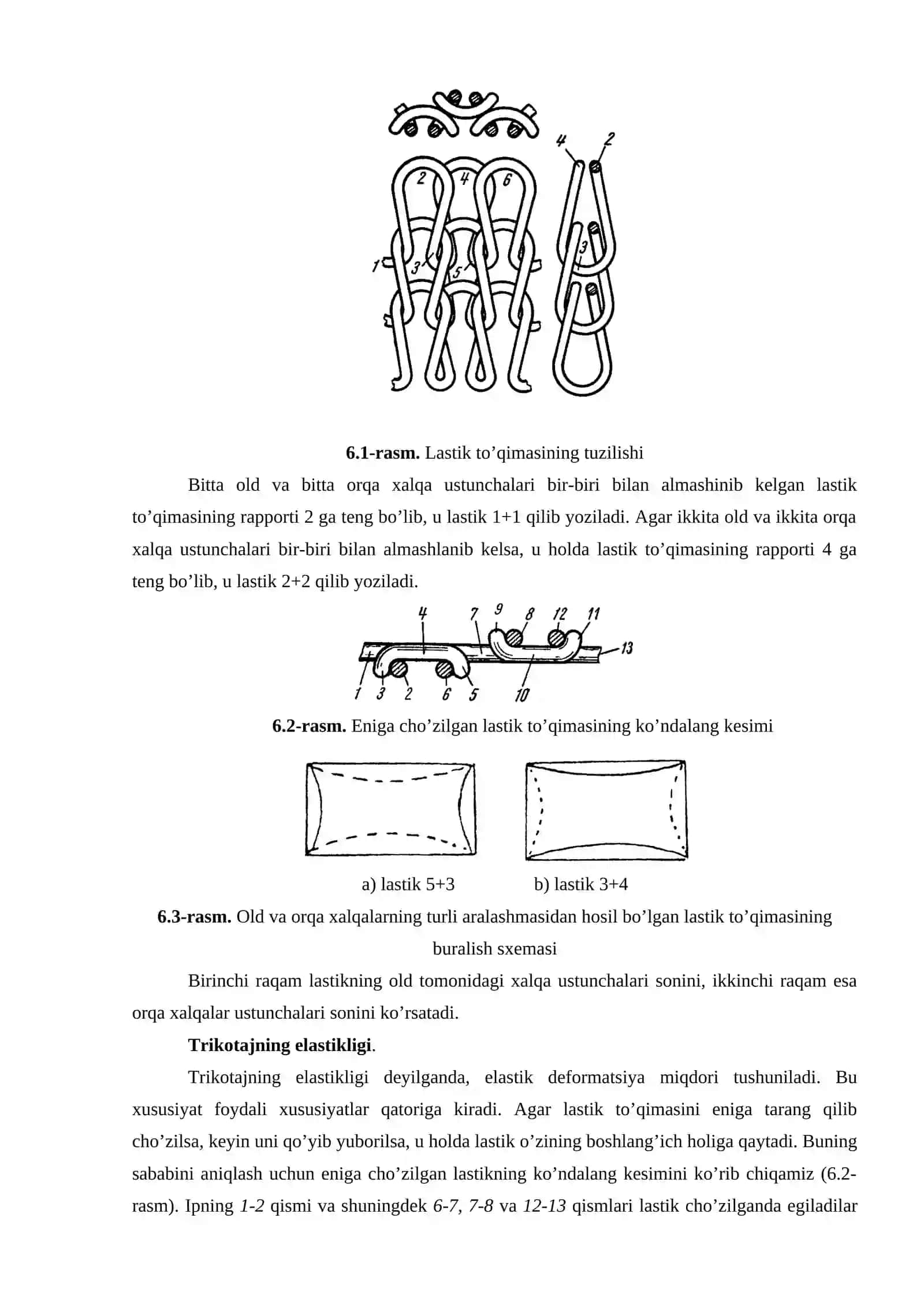 Ikki qavatli ko’ndalangiga to’qilgan lastik va interlok trikotaj to’qimalari tuzilishi 2