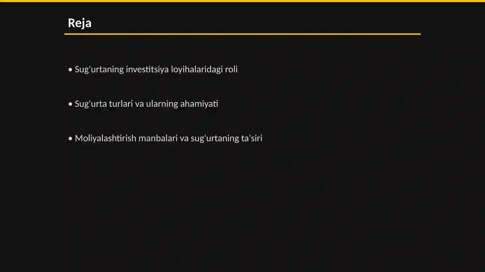 Sug'urtaning investitsiya loyihalarini amalga oshirish va moliyalashtirishda sug'urtaning o'rni 2
