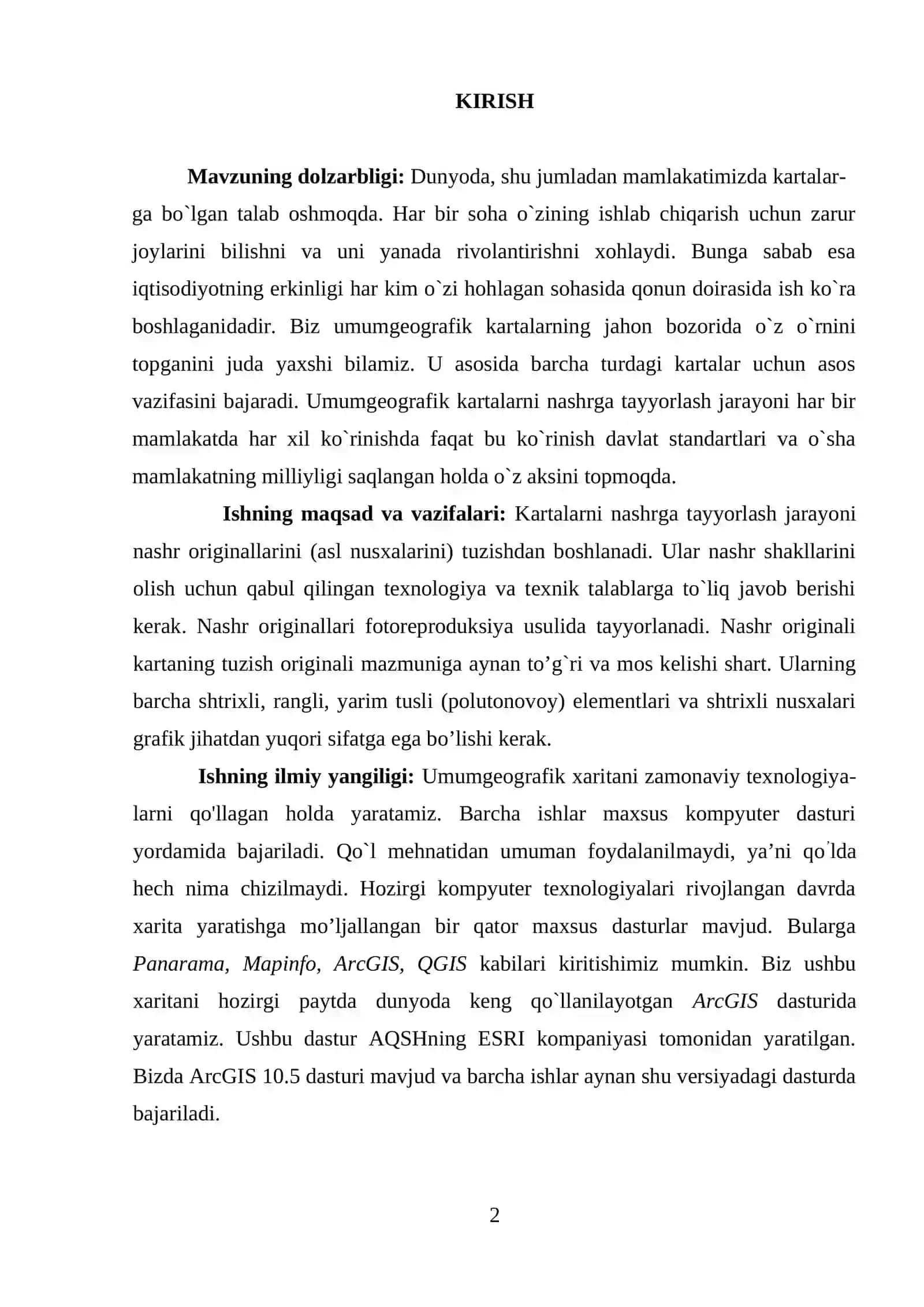 KARTANI NASHRGA TAYORLASH JARAYONLARI mavzusida kurs ishi 2