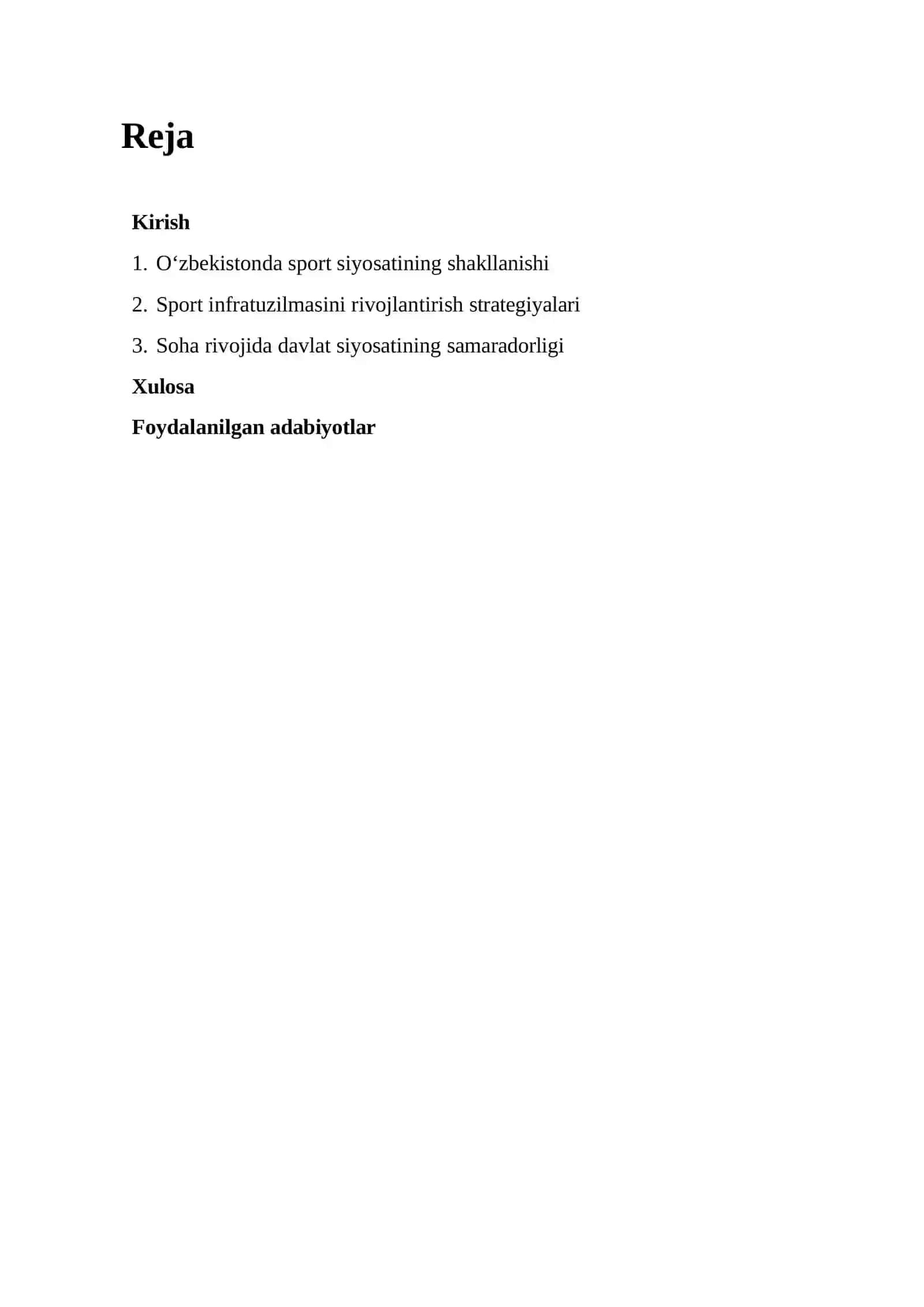 Sport sohasida davlat siyosati: O‘zbekiston tajribasi 2