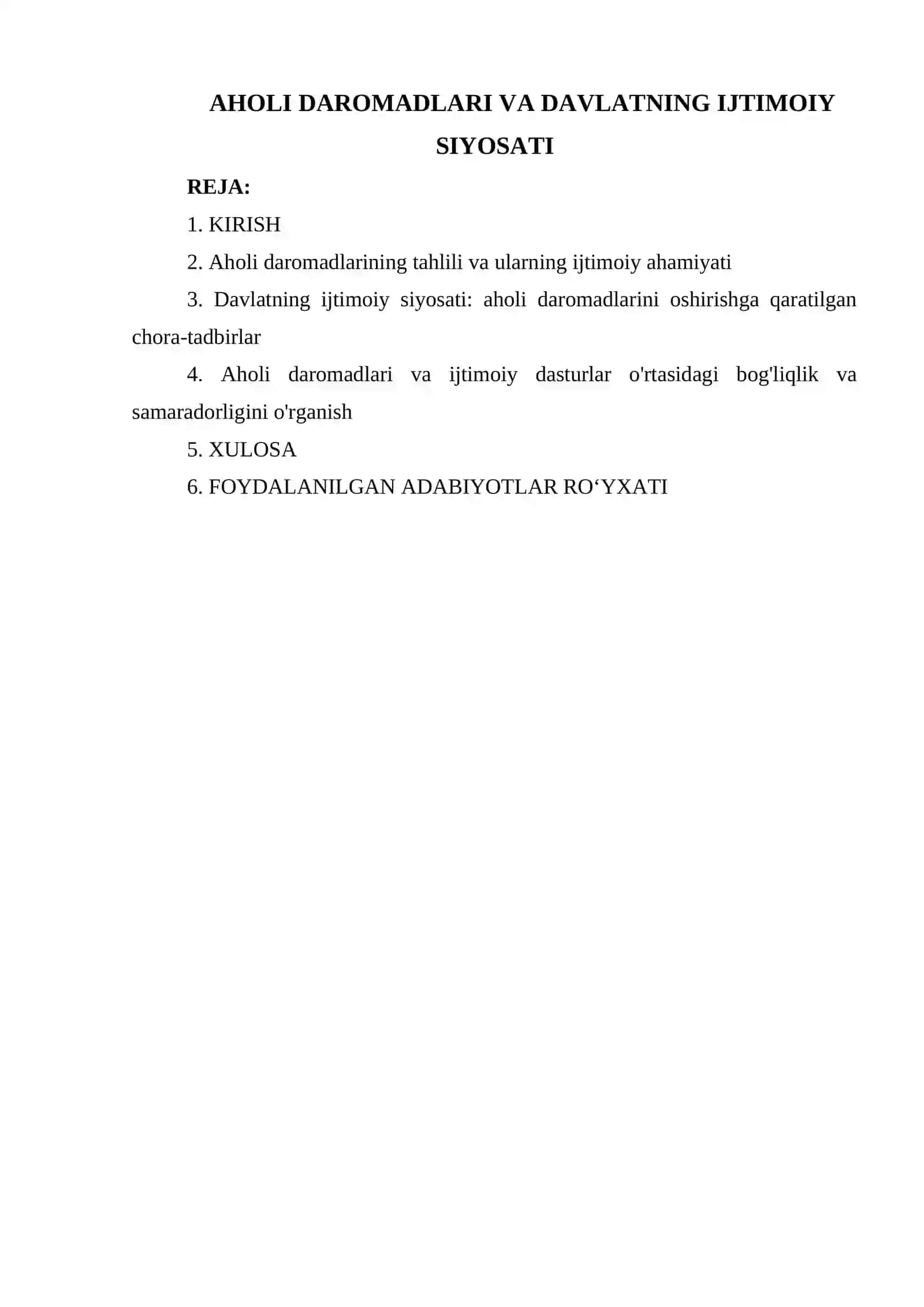 AHOLI DAROMADLARI VA DAVLATNING IJTIMOIY SIYOSATI 2