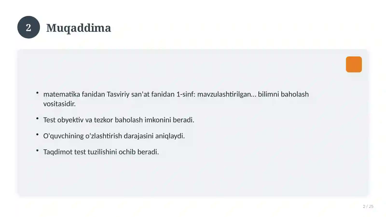 Tasviriy san'at fanidan 1-sinf: mavzulashtirilgan nazorat ishi va tahlil 2