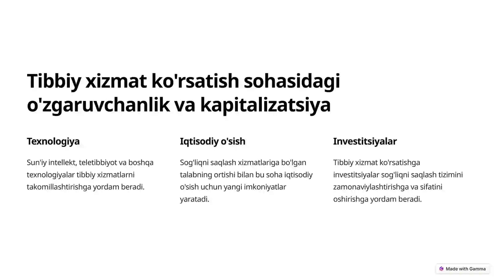 Tibbiy xizmat ko'rsatishda iqtisodiy salohiyat 2