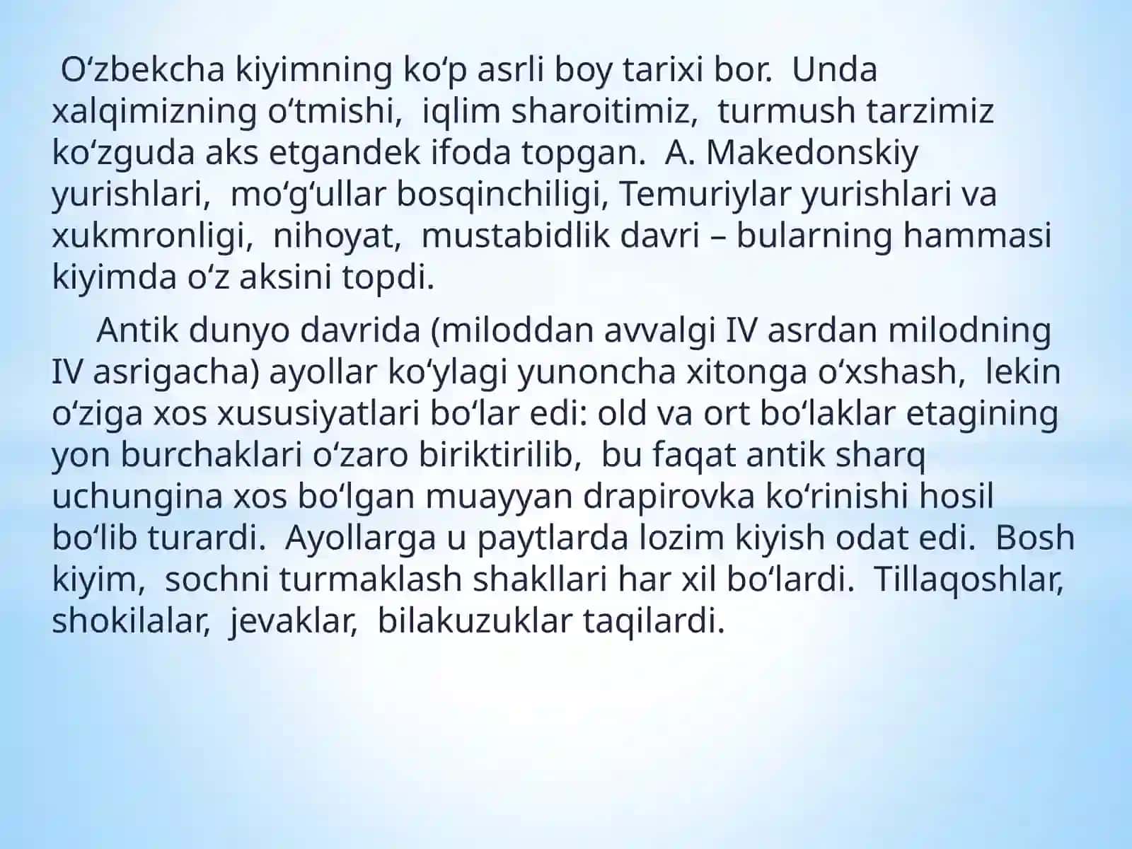 O'ZBEK MILLIY LIBOSLARI 2