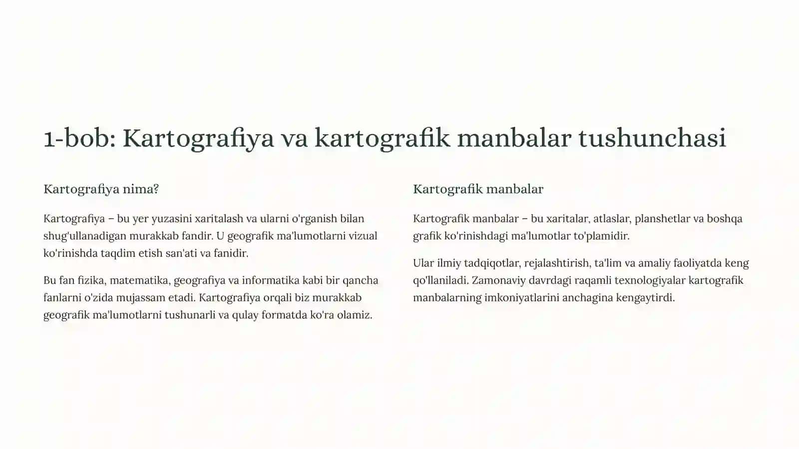 Kartografik manbalarni tahlil qilish 2