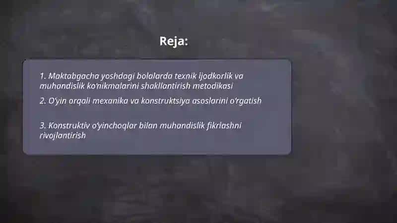 Maktabgacha yoshdagi bolalarda texnik ijodkorlik va muhandislik ko‘nikmalarini shakllantirish metodikasi 2