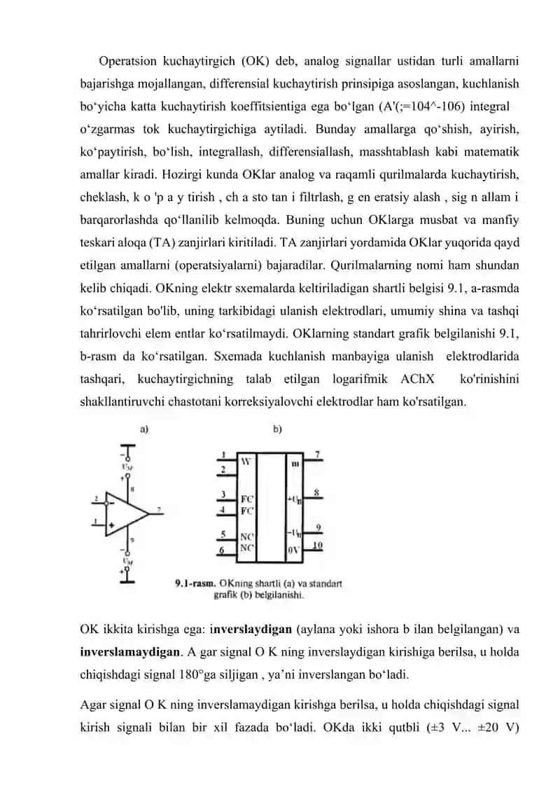 Inverslovchi operatsion kuchaytirgichlar 2