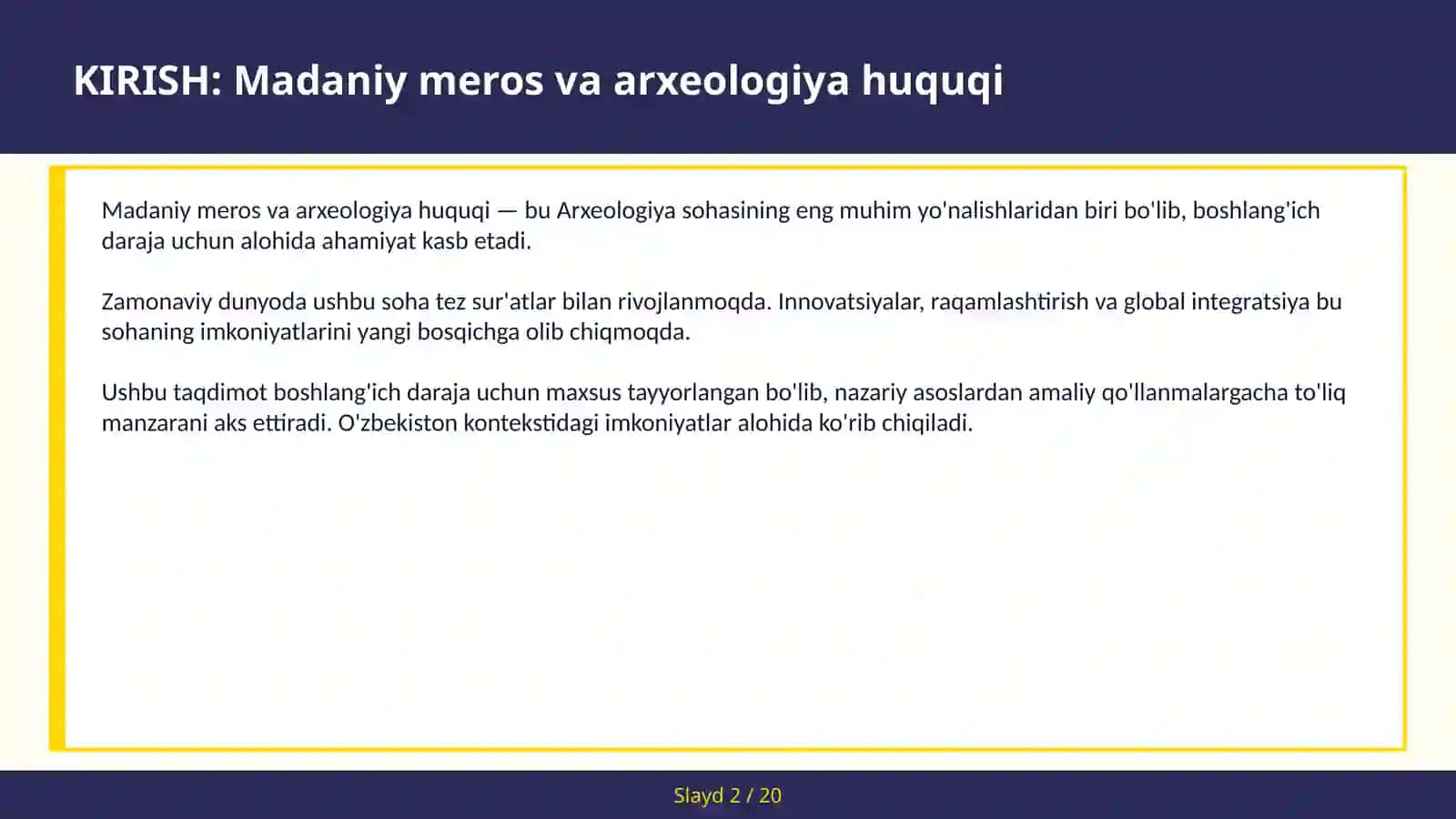 MADANIY MEROS VA ARXEOLOGIYA HUQUQI 2