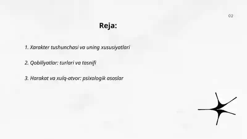 Xarakter qobiliyat va harakat 2