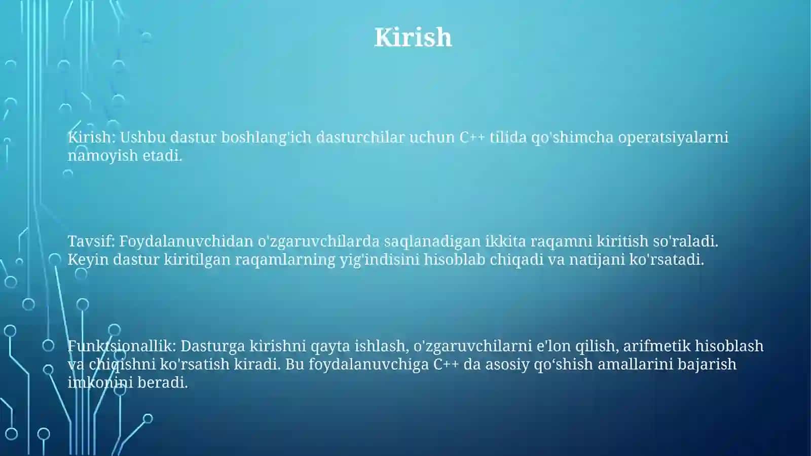 C++ Dasturlash Tilida Boshlang‘Ich Sinf O‘Quvchilari Uchun Qo‘Shish Amalini O‘Rgatuvchi Dastur 2