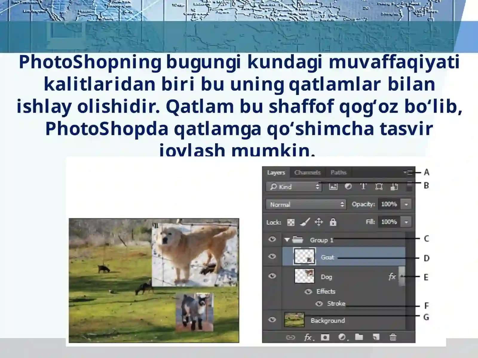 Photoshopda qatlamlar va ulardan foydalanish 2