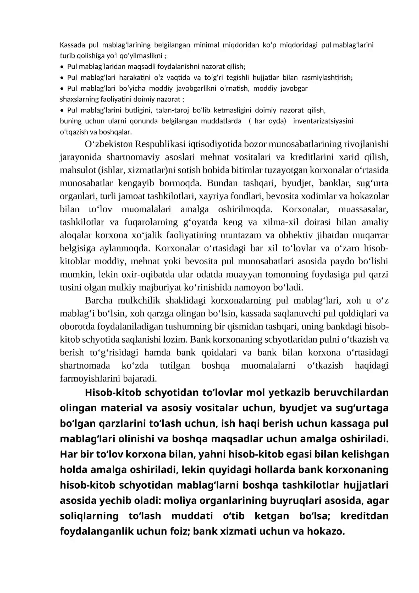 Xo‘jalik yurituvchi sub’ektlarda pul mablag‘lari va valyuta jarayonlarini hisobining vazifalari va axamiyati 2