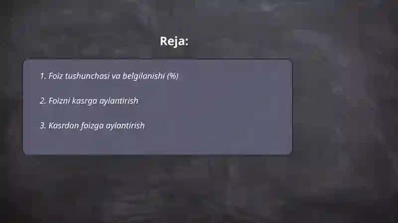 Foizlarga doir misollar yechish 2