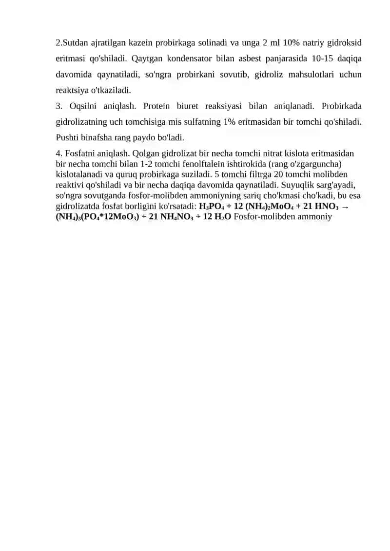 13-Laboratoriya ishi: Sutdan kazein oqsilini ajratish 2