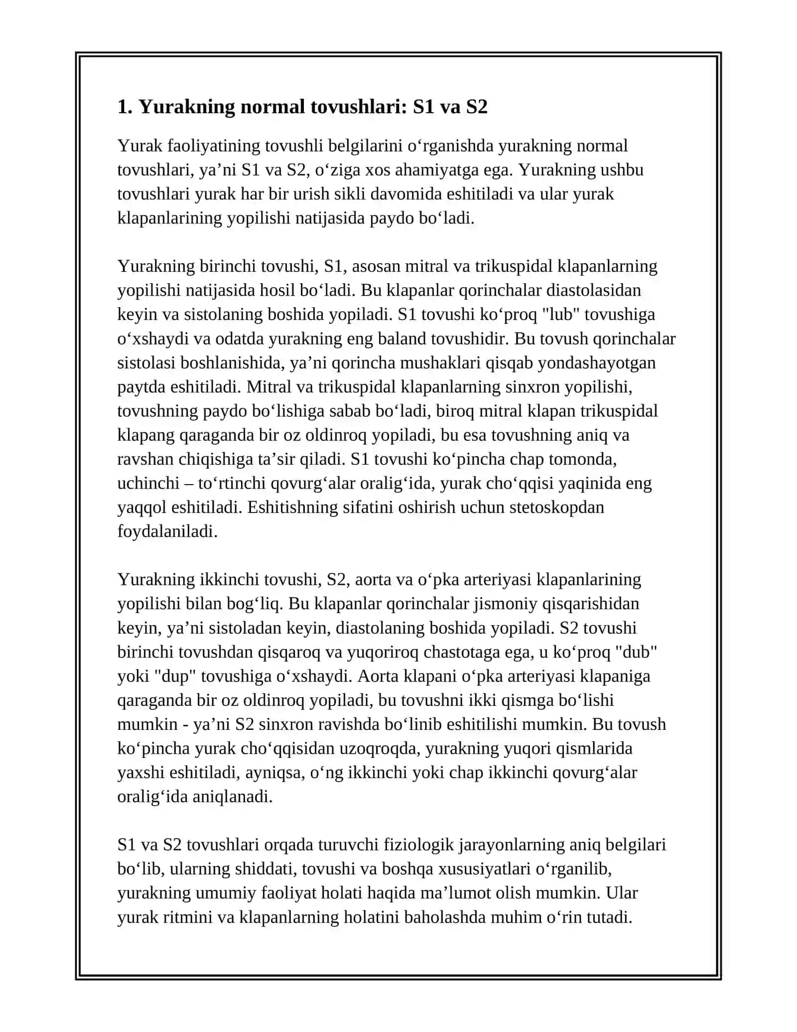 YURAK FAOLIYATINING TOVUSHLI BELGILARI 2