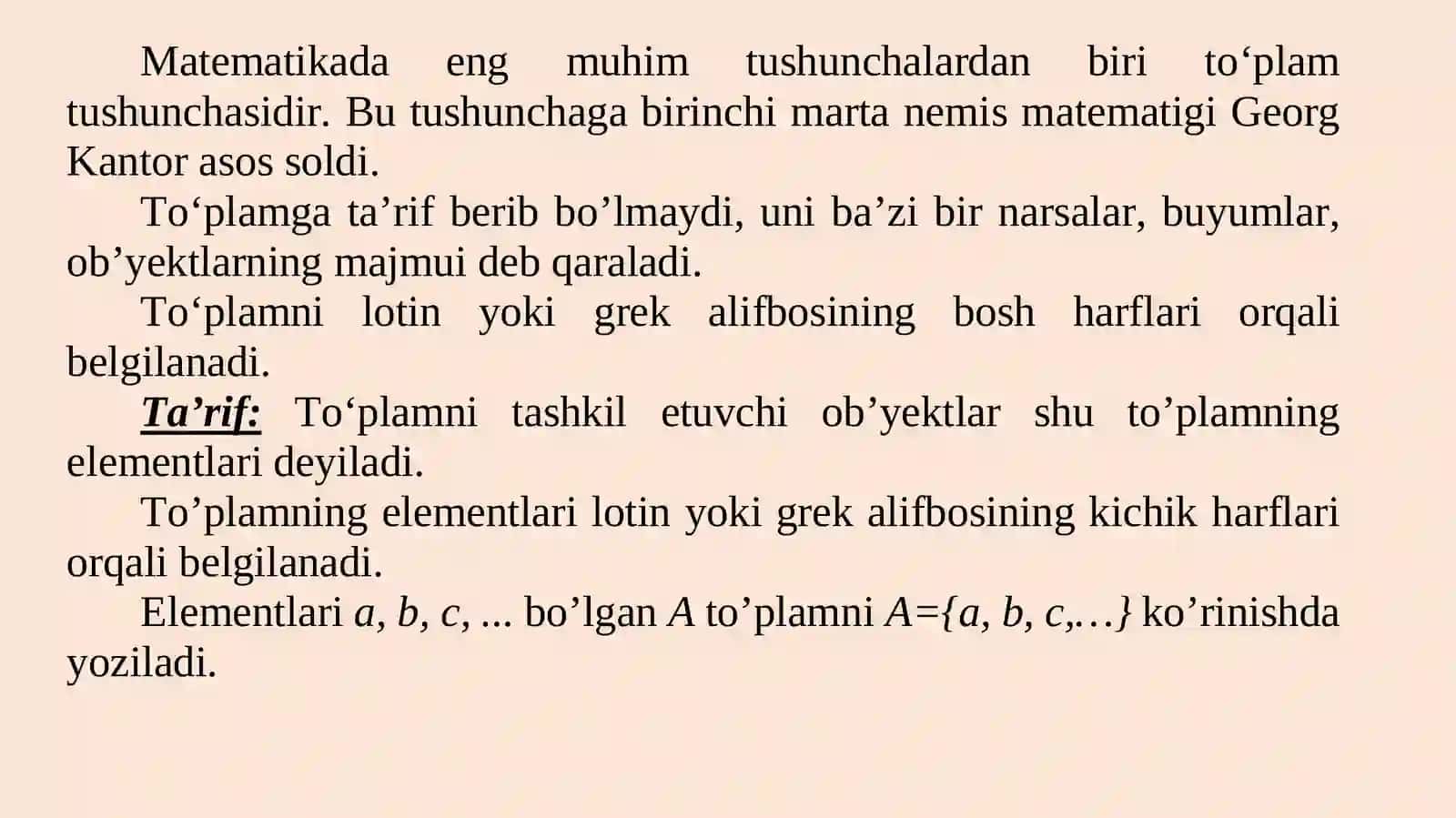 To‘plamlar ustida amallar va ularning xossalari 2