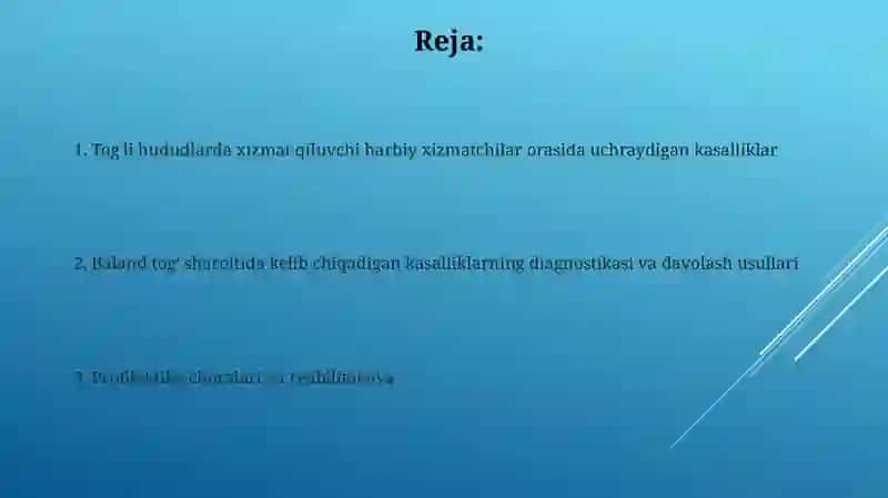 Tog'li hududlarda xizmat qilayotgan harbiy xizmatchilarda uchraydigan terapevtik kasalliklar 2