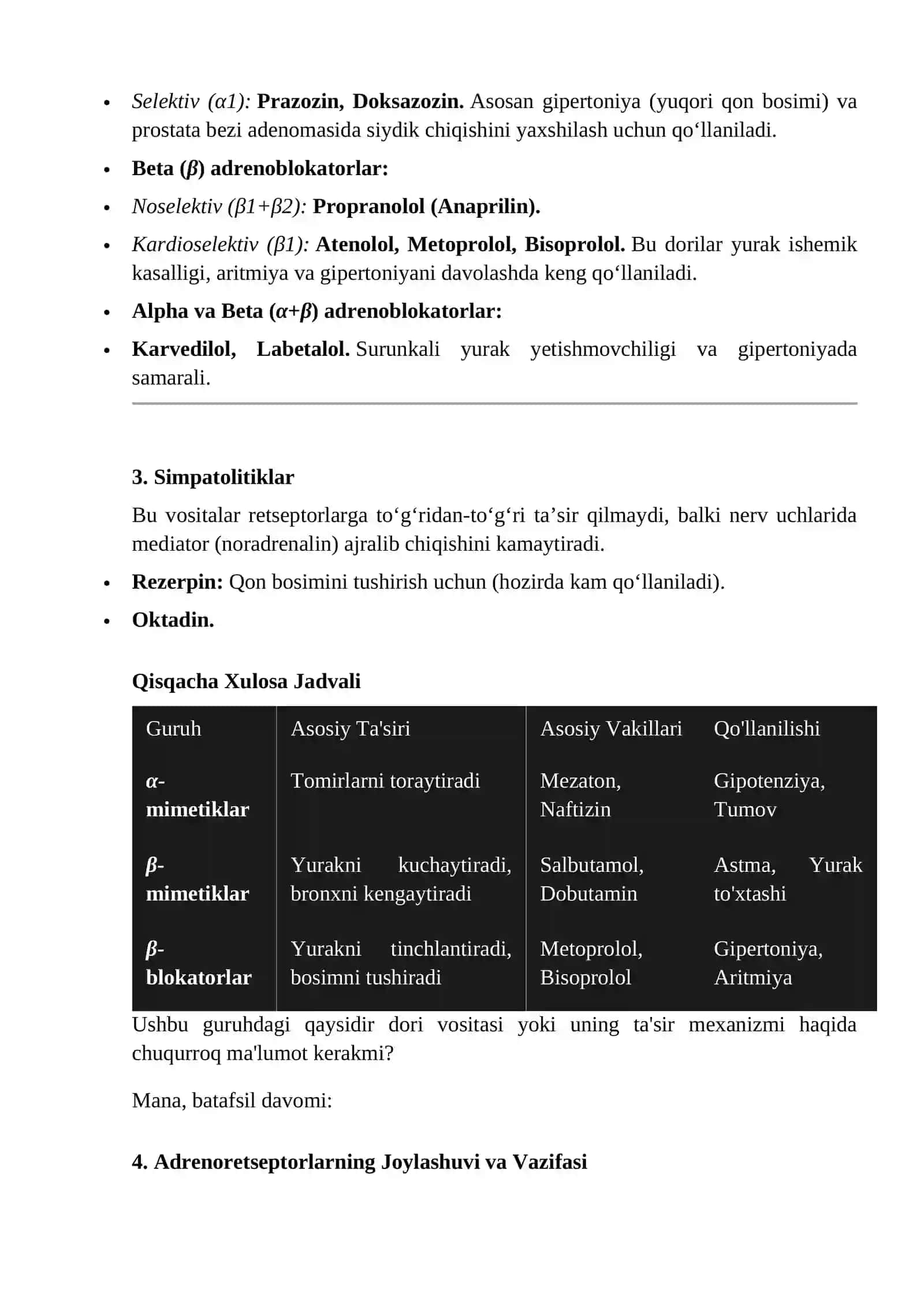Adrengin sinapslarg ta'sir qiluvchi vositalar 2