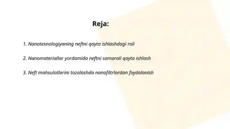 Neftni qayta ishlashda nanotexnologiyadan foydalanish. Neft mahsulotlarining Davlat standartlari 2