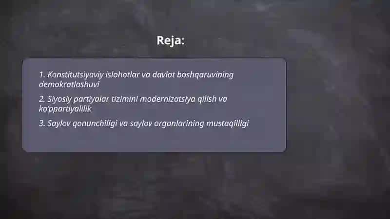 Demokratik Fuqarolik Jamiyati Asoslarining Shakillanishi Amalga Oshirilgan Siyosiy Islohatlar 2