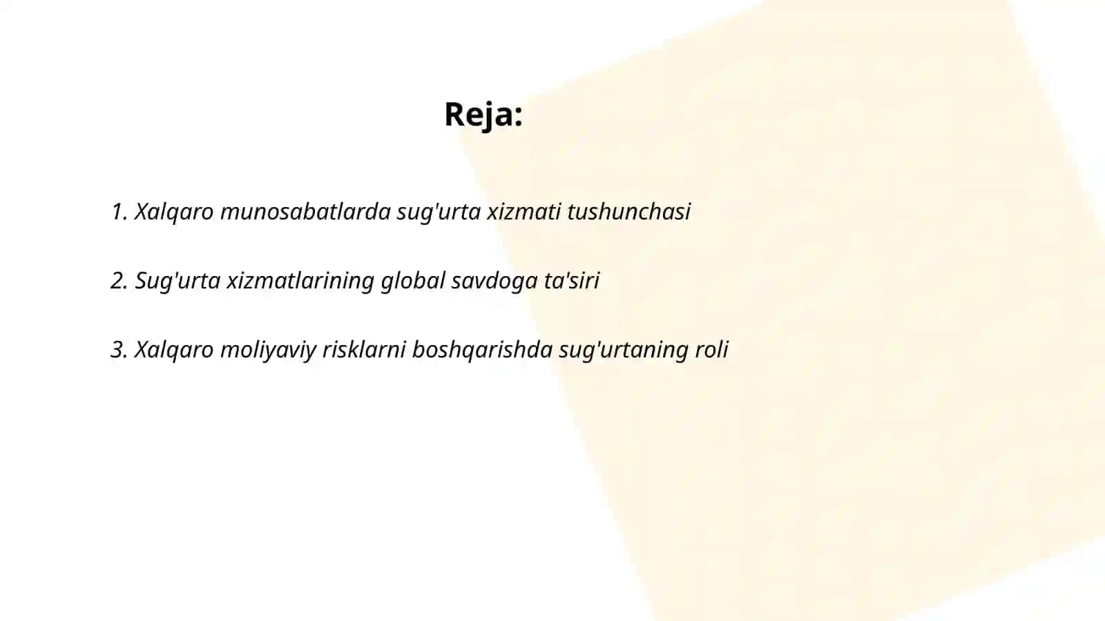 Xalqaro munosabatlarda suģurta xizmatlarining o'rni 2
