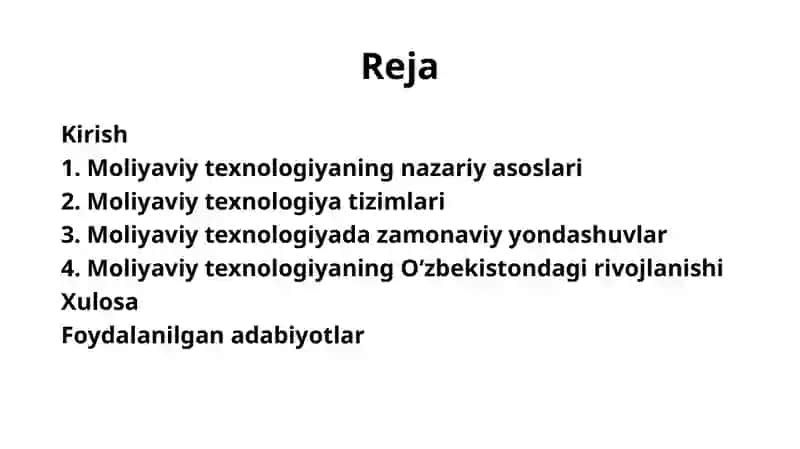 Moliyaviy texnologiya 2