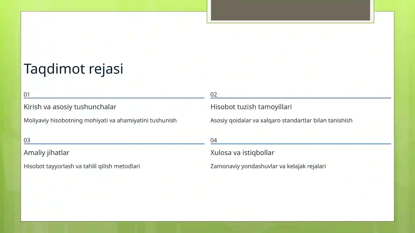 Moliyaviy Holat To'g'risidagi Hisobotni Tuzish Qoidalari 2