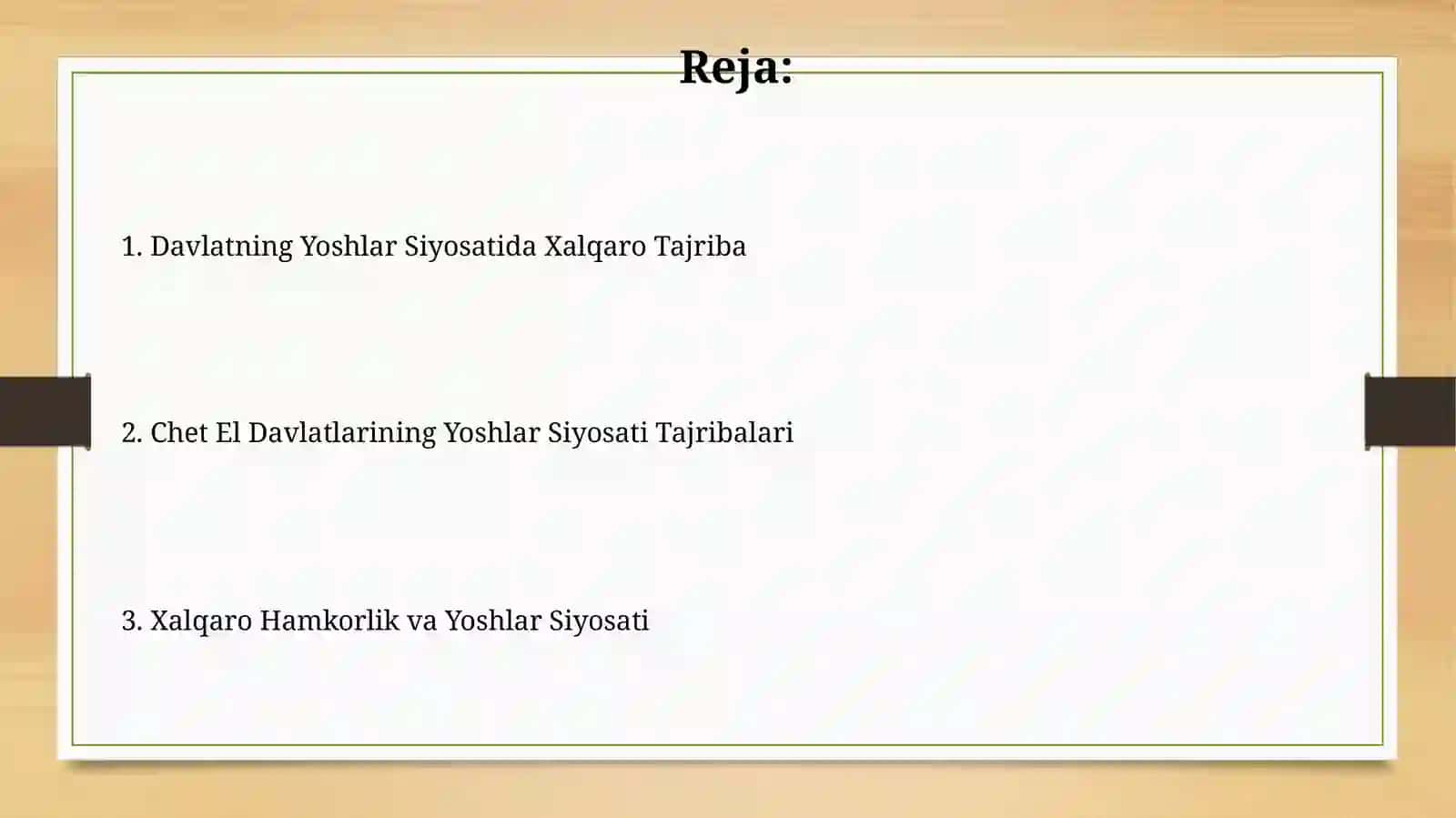 Davlatning Yoshlar Siyosatida Xalqaro Tajriba 2