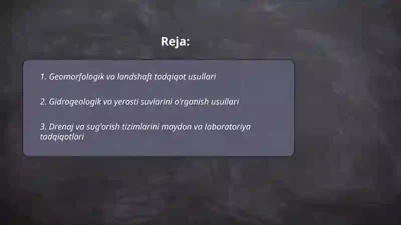 Geomorfologik va landshaft tadqiqot usullari 2