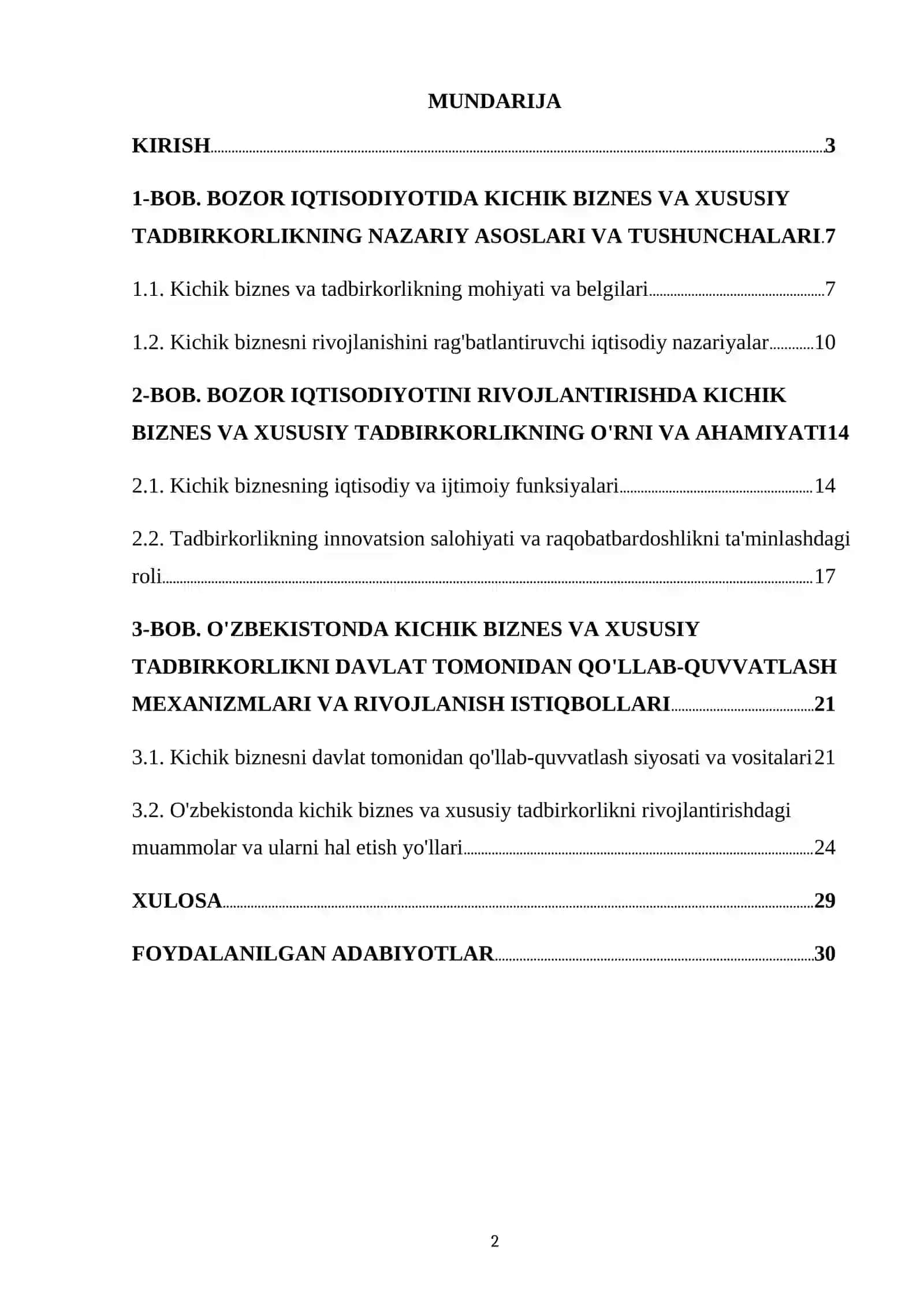 BOZOR IQTISODIYOTIDA KICHIK BIZNES VA XUSUSIY TADBIRKORLIKNING NAZARIY ASOSLARI VA TUSHUNCHALARI 2