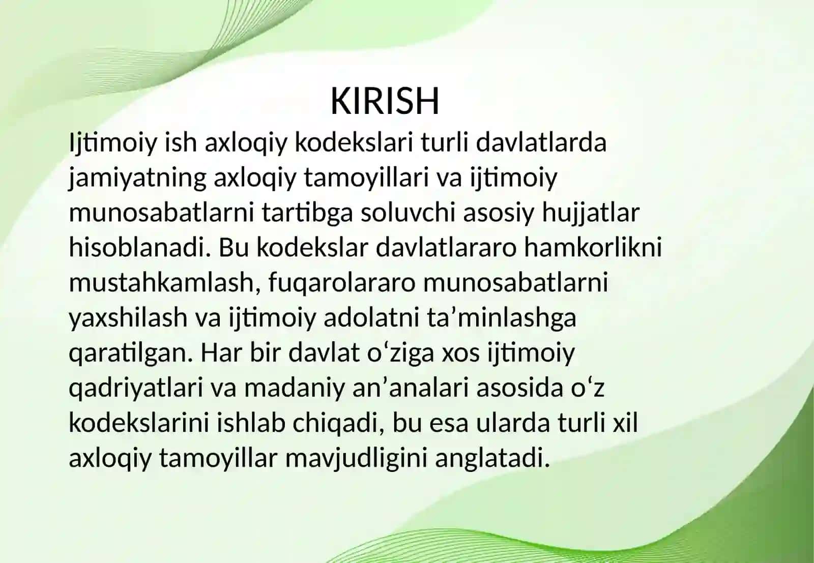 Turli davlatning ijtimoiy ish axloqiy kodekslari 2
