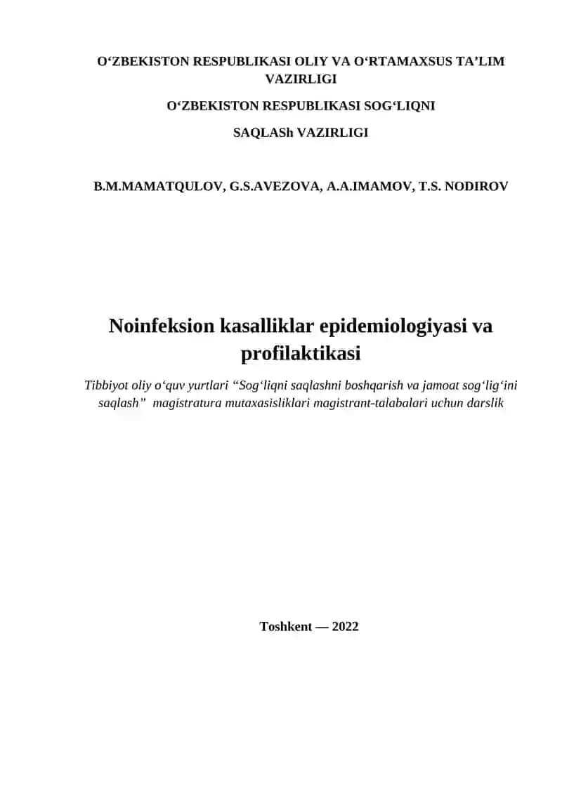Noinfeksion kasalliklar epidemiologiyasi va profilaktikasi 2
