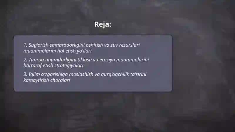 Agronomiyadagi istiqbolli vaziyatlari va bu sohadagi muammolarni hal etish yullar 2