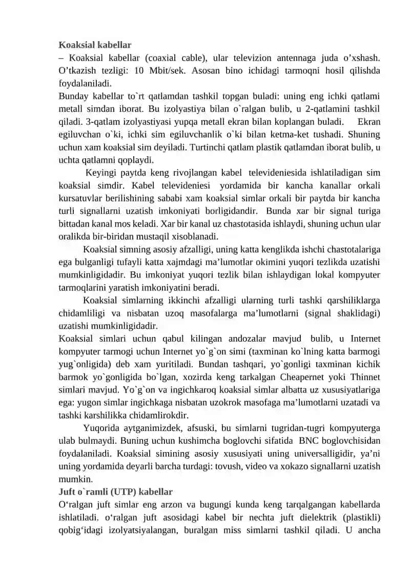 Tarmoq kabeli turlari 2