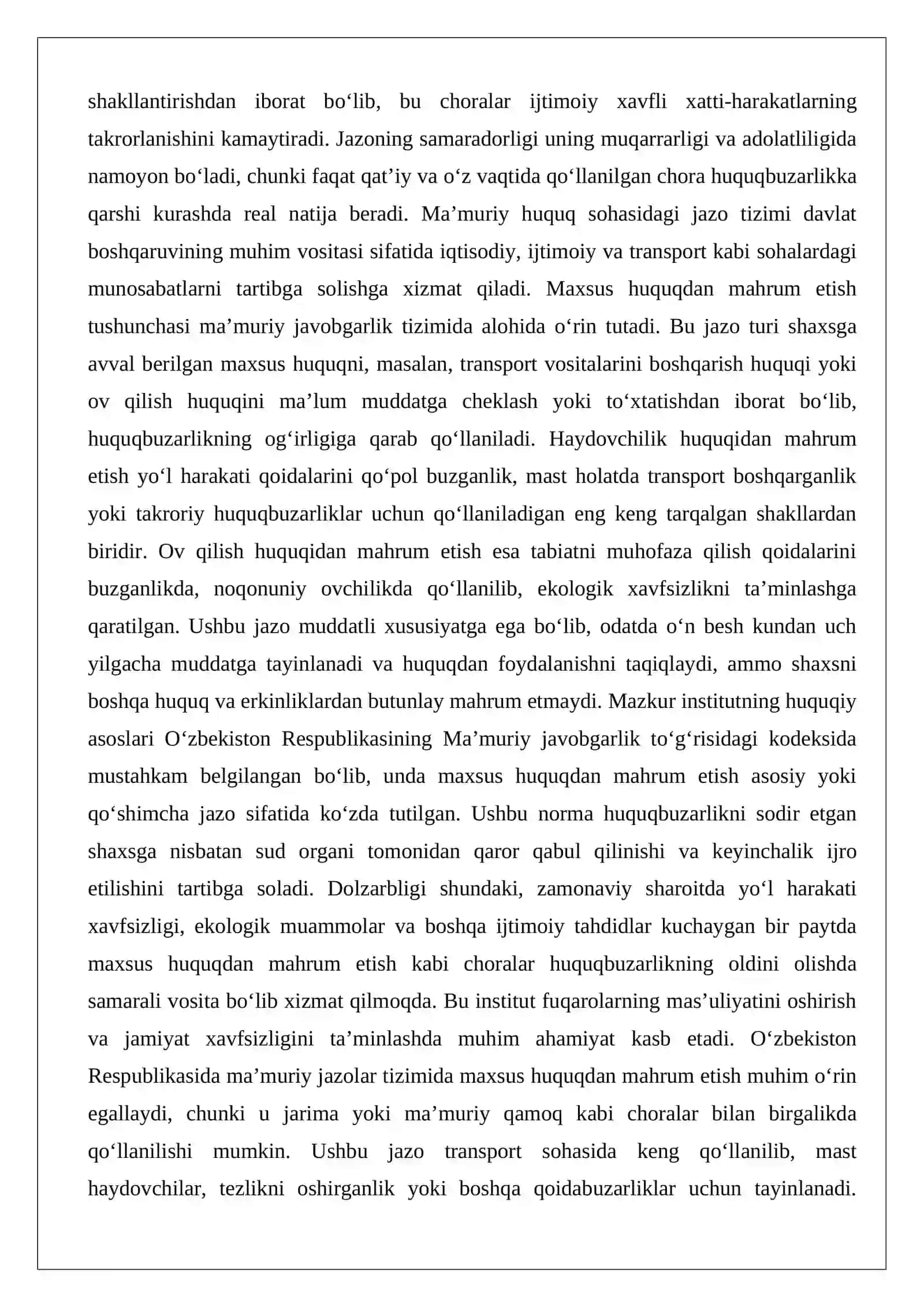 Maxsus huquqdan mahrum etish to’g’risidagi qarorni ijro etish bo’yicha ish yuritish 2